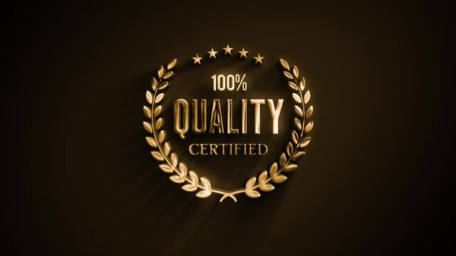 Awards Quality Seal Laurel Leaves Intro Animation/ 4k animation of a design palm awards with laurel wreath and crowns, stars and texture for premium product and seal certificate