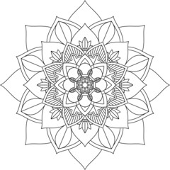 Easy Mandala coloring book simple and basic for beginners, seniors and children. Set of Mehndi flower pattern for Henna drawing and tattoo. Decoration in ethnic oriental, Indian style.