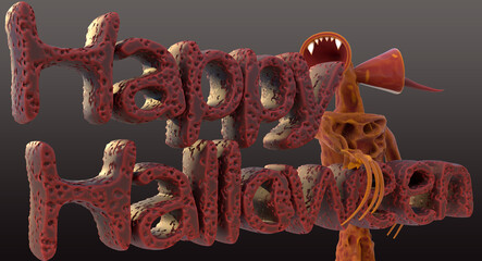 Scary siren head 3D model. Background for Halloween