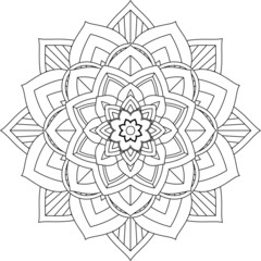 Easy Mandala coloring book simple and basic for beginners, seniors and children. Set of Mehndi flower pattern for Henna drawing and tattoo. Decoration in ethnic oriental, Indian style.