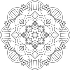 Easy Mandala coloring book simple and basic for beginners, seniors and children. Set of Mehndi flower pattern for Henna drawing and tattoo. Decoration in ethnic oriental, Indian style.