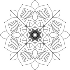 Easy Mandala coloring book simple and basic for beginners, seniors and children. Set of Mehndi flower pattern for Henna drawing and tattoo. Decoration in ethnic oriental, Indian style.