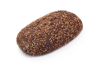 Homemade wholegrain rye bread, isolated on white background