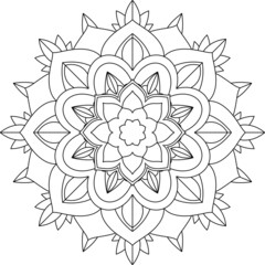 Easy Mandala coloring book simple and basic for beginners, seniors and children. Set of Mehndi flower pattern for Henna drawing and tattoo. Decoration in ethnic oriental, Indian style.