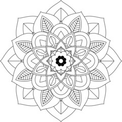 Easy Mandala coloring book simple and basic for beginners, seniors and children. Set of Mehndi flower pattern for Henna drawing and tattoo. Decoration in ethnic oriental, Indian style.