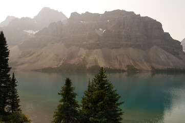 Bow Lake on a Smoky Day