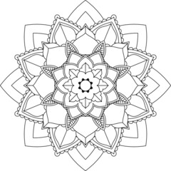 Easy Mandala coloring book simple and basic for beginners, seniors and children. Set of Mehndi flower pattern for Henna drawing and tattoo. Decoration in ethnic oriental, Indian style.