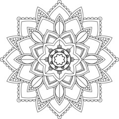 Easy Mandala coloring book simple and basic for beginners, seniors and children. Set of Mehndi flower pattern for Henna drawing and tattoo. Decoration in ethnic oriental, Indian style.