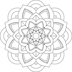 Easy Mandala coloring book simple and basic for beginners, seniors and children. Set of Mehndi flower pattern for Henna drawing and tattoo. Decoration in ethnic oriental, Indian style.