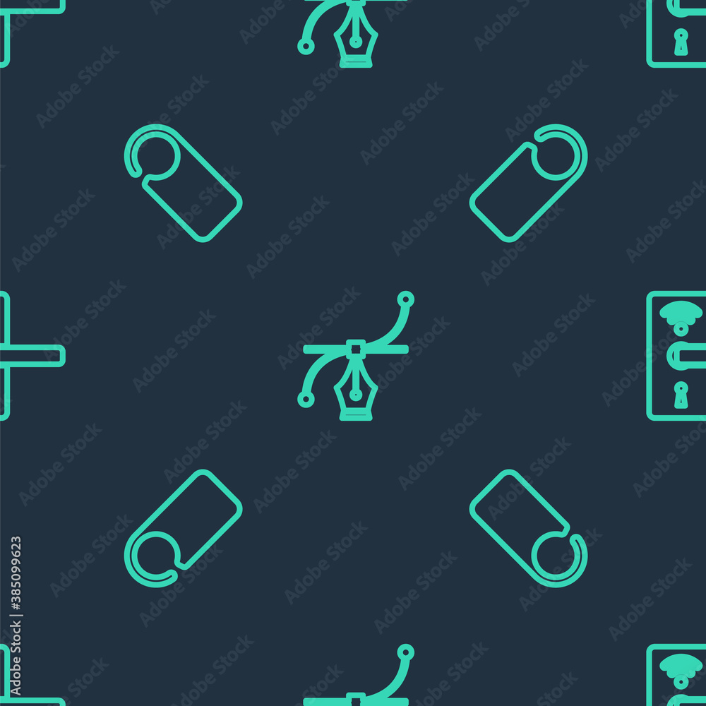 Poster set line bezier curve, please do not disturb and digital door lock with wireless on seamless pattern