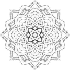 Easy Mandala coloring book simple and basic for beginners, seniors and children. Set of Mehndi flower pattern for Henna drawing and tattoo. Decoration in ethnic oriental, Indian style.