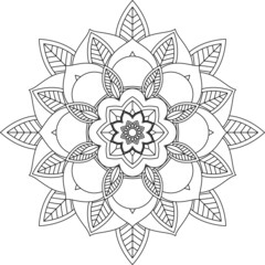 Easy Mandala coloring book simple and basic for beginners, seniors and children. Set of Mehndi flower pattern for Henna drawing and tattoo. Decoration in ethnic oriental, Indian style.