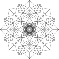 Easy Mandala coloring book simple and basic for beginners, seniors and children. Set of Mehndi flower pattern for Henna drawing and tattoo. Decoration in ethnic oriental, Indian style.
