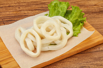 Raw squid rings for cooking