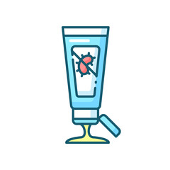 Gel hand sanitizer blue RGB color icon. Disinfectant skincare product. Antibacterial lotion in tube. Germs killing liquid soap. Personal hygiene care. Virus prevention. Isolated vector illustration