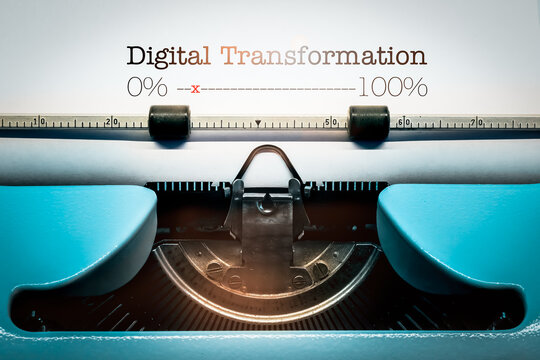 Image of an Old-Fashioned Typewriter showing the Text Digital Transformation