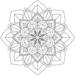 Easy Mandala coloring book simple and basic for beginners, seniors and children. Set of Mehndi flower pattern for Henna drawing and tattoo. Decoration in ethnic oriental, Indian style.