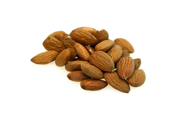 Almonds isolated on white background.