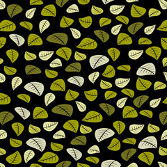 Isolated multi-colored leaves  for decorative design, for fabric. Autumn foliage. Seamless pattern with green leaf. Patterns for print and wallpaper. Nature background.