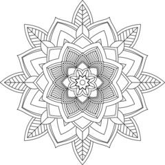 Easy Mandala coloring book simple and basic for beginners, seniors and children. Set of Mehndi flower pattern for Henna drawing and tattoo. Decoration in ethnic oriental, Indian style.