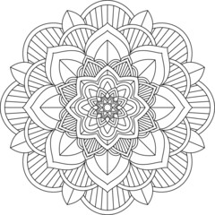 Easy Mandala coloring book simple and basic for beginners, seniors and children. Set of Mehndi flower pattern for Henna drawing and tattoo. Decoration in ethnic oriental, Indian style.