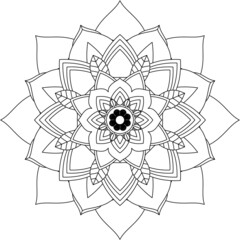 Easy Mandala coloring book simple and basic for beginners, seniors and children. Set of Mehndi flower pattern for Henna drawing and tattoo. Decoration in ethnic oriental, Indian style.