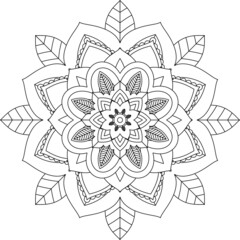 Easy Mandala coloring book simple and basic for beginners, seniors and children. Set of Mehndi flower pattern for Henna drawing and tattoo. Decoration in ethnic oriental, Indian style.