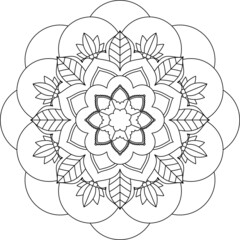 Easy Mandala coloring book simple and basic for beginners, seniors and children. Set of Mehndi flower pattern for Henna drawing and tattoo. Decoration in ethnic oriental, Indian style.