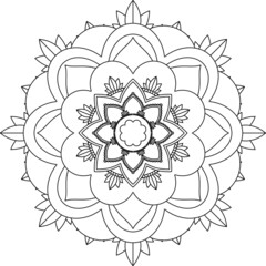 Easy Mandala coloring book simple and basic for beginners, seniors and children. Set of Mehndi flower pattern for Henna drawing and tattoo. Decoration in ethnic oriental, Indian style.