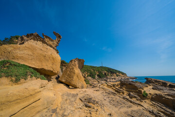 Taiwan&rsquo;s Yehliu Geopark, beautiful fantastic ancient rock field in coastline