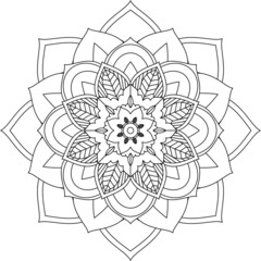 Easy Mandala coloring book simple and basic for beginners, seniors and children. Set of Mehndi flower pattern for Henna drawing and tattoo. Decoration in ethnic oriental, Indian style.