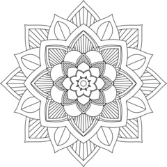 Easy Mandala coloring book simple and basic for beginners, seniors and children. Set of Mehndi flower pattern for Henna drawing and tattoo. Decoration in ethnic oriental, Indian style.