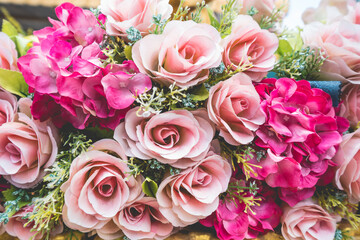 valentine day background. bouquet rose flower for wedding ceremony background