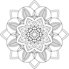 Easy Mandala coloring book simple and basic for beginners, seniors and children. Set of Mehndi flower pattern for Henna drawing and tattoo. Decoration in ethnic oriental, Indian style.
