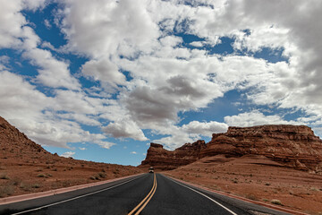 Driving into the mountain range , Vermillion cliff range, Page, AZ, USA