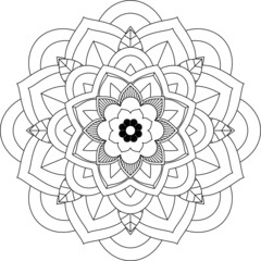 Easy Mandala coloring book simple and basic for beginners, seniors and children. Set of Mehndi flower pattern for Henna drawing and tattoo. Decoration in ethnic oriental, Indian style.