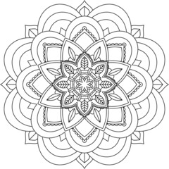 Easy Mandala coloring book simple and basic for beginners, seniors and children. Set of Mehndi flower pattern for Henna drawing and tattoo. Decoration in ethnic oriental, Indian style.