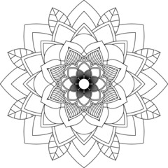 Easy Mandala coloring book simple and basic for beginners, seniors and children. Set of Mehndi flower pattern for Henna drawing and tattoo. Decoration in ethnic oriental, Indian style.