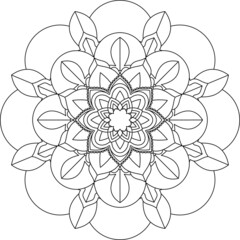 Easy Mandala coloring book simple and basic for beginners, seniors and children. Set of Mehndi flower pattern for Henna drawing and tattoo. Decoration in ethnic oriental, Indian style.