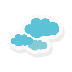 Clouds sticker and flat style icon design, Weather sky nature climate cloudy season and meteorology theme Vector illustration