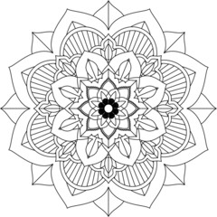Easy Mandala coloring book simple and basic for beginners, seniors and children. Set of Mehndi flower pattern for Henna drawing and tattoo. Decoration in ethnic oriental, Indian style.