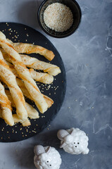 Puff sticks snack with cheese and spices