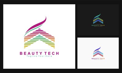 arrow tech logo, beauty tech for company logo with colorful design logo