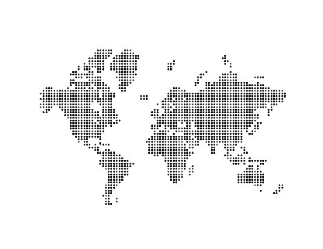 World, dotted map on white background. Vector illustration.