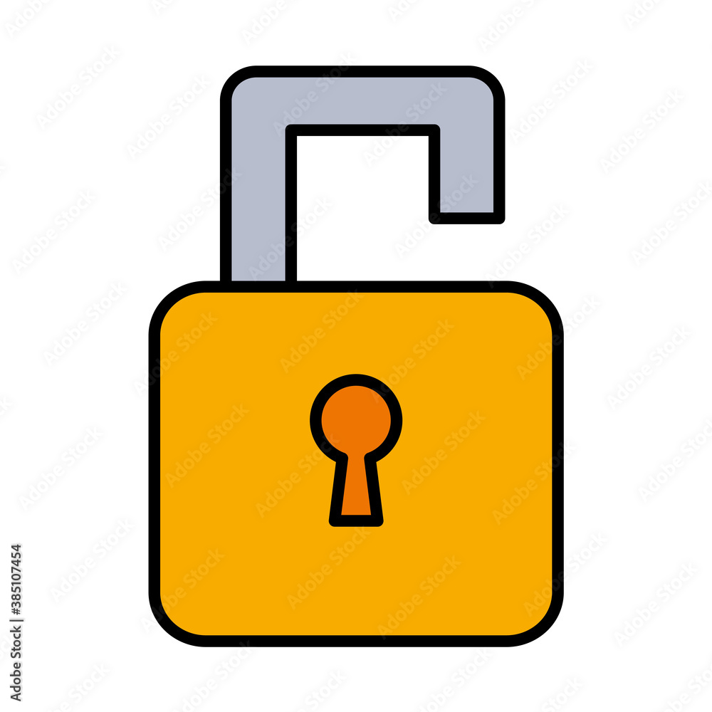 Poster padlock line and fill style icon design of security lock and access theme vector illustration