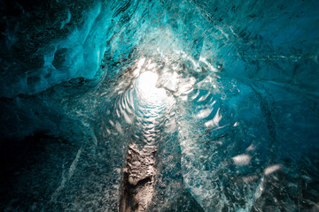 Ice cave, Vatnatjokull glacier, Southern Iceland, Iceland, Europe