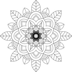 Easy Mandala coloring book simple and basic for beginners, seniors and children. Set of Mehndi flower pattern for Henna drawing and tattoo. Decoration in ethnic oriental, Indian style.