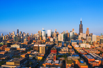Naklejka na ściany i meble Aerial view of Chicago Illinois skyline USA