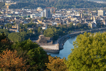 Fototapeta premium Rhine and Moselle at the Deutsches Eck in Koblenz