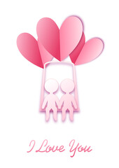 Happy Valentine's day. Vector greeting card and poster design with the image of lovers and the word 